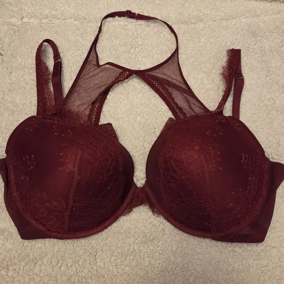Victoria's Secret: Very Sexy Push-up Harness Burgundy Red Lace Bra. Size 40DD. - Picture 3 of 15